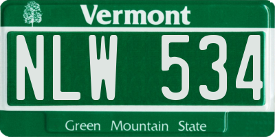 VT license plate NLW534