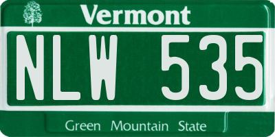 VT license plate NLW535