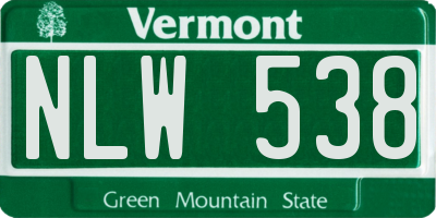 VT license plate NLW538