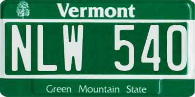 VT license plate NLW540