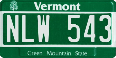 VT license plate NLW543