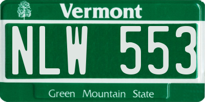 VT license plate NLW553