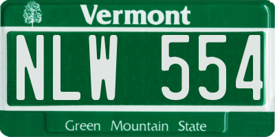 VT license plate NLW554