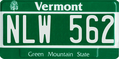 VT license plate NLW562