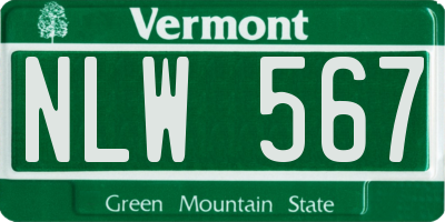VT license plate NLW567