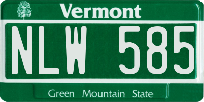VT license plate NLW585