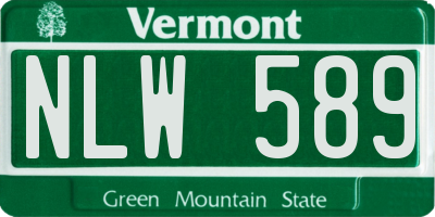 VT license plate NLW589