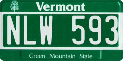VT license plate NLW593