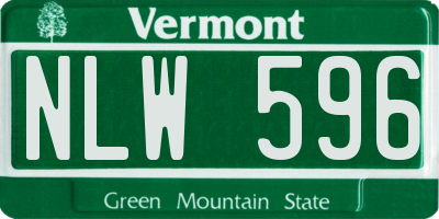 VT license plate NLW596