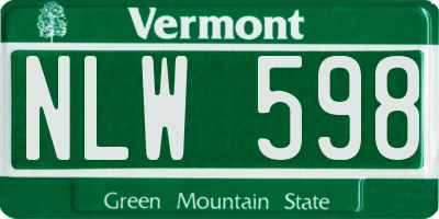 VT license plate NLW598