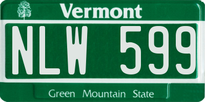 VT license plate NLW599