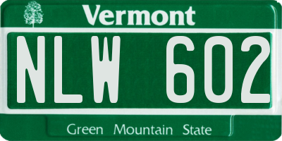 VT license plate NLW602