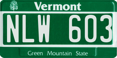 VT license plate NLW603