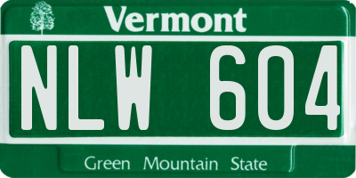 VT license plate NLW604