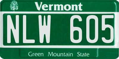 VT license plate NLW605