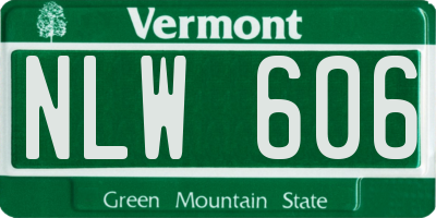 VT license plate NLW606