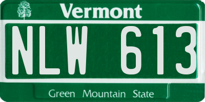 VT license plate NLW613