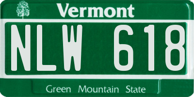VT license plate NLW618