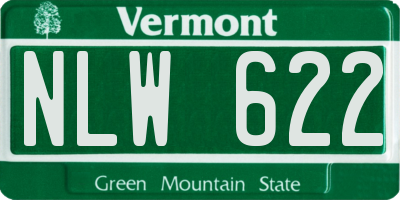 VT license plate NLW622