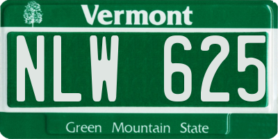 VT license plate NLW625