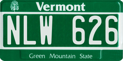 VT license plate NLW626