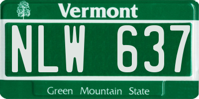 VT license plate NLW637