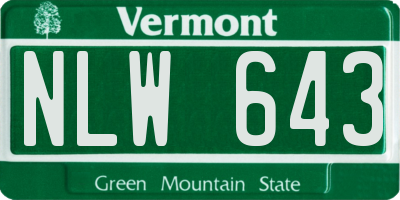 VT license plate NLW643