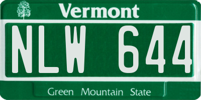 VT license plate NLW644