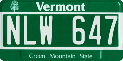 VT license plate NLW647