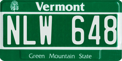 VT license plate NLW648