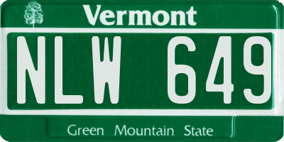 VT license plate NLW649
