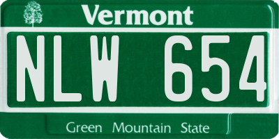 VT license plate NLW654