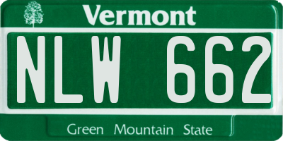 VT license plate NLW662