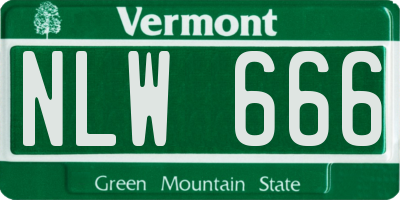 VT license plate NLW666