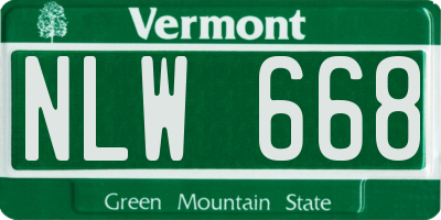 VT license plate NLW668