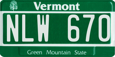 VT license plate NLW670