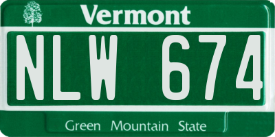 VT license plate NLW674
