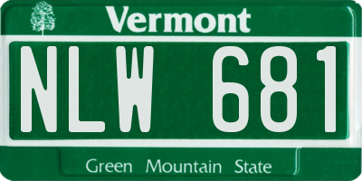 VT license plate NLW681