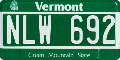VT license plate NLW692