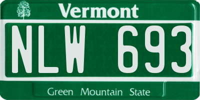 VT license plate NLW693