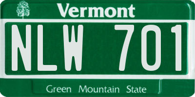 VT license plate NLW701