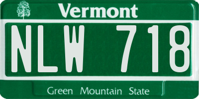 VT license plate NLW718