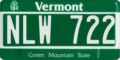 VT license plate NLW722