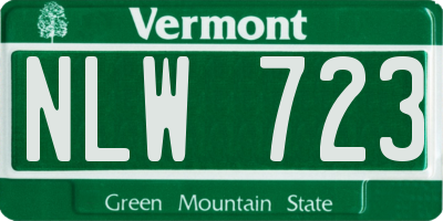 VT license plate NLW723