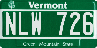 VT license plate NLW726