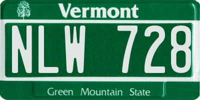 VT license plate NLW728
