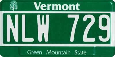 VT license plate NLW729
