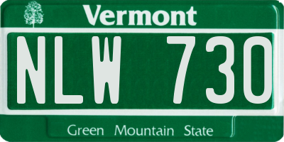 VT license plate NLW730