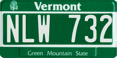 VT license plate NLW732