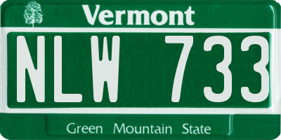 VT license plate NLW733